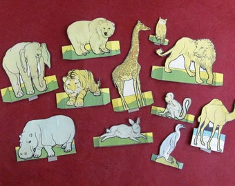 Vintage Animal Paper Standee Collection 11 Handmade Pieces 1930's Vintage Paper Toy