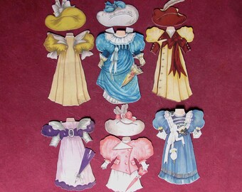 Paper Doll Outfits Raphael Tuck Artistic Series Dresses & Bonnets 10 Pieces Antique Paper Toy