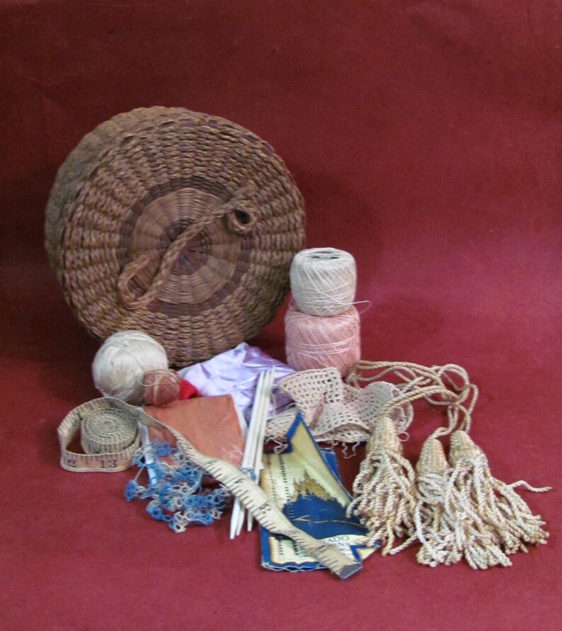 Antique Sewing Basket & Notions Maine Native American Handmade Etsy
