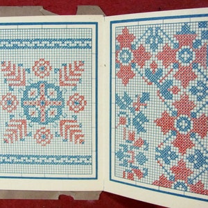 Antique Album #409 Needlepoint Pattern Booklet 20 Colored Patterns Symbols ABC for Samplers Decorative Borders Antique Sewing & Ephemera