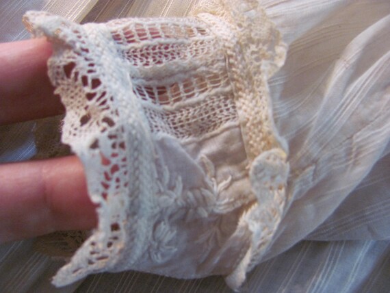 Antique Christening Dress Hand Sewn Handmade Lace… - image 5