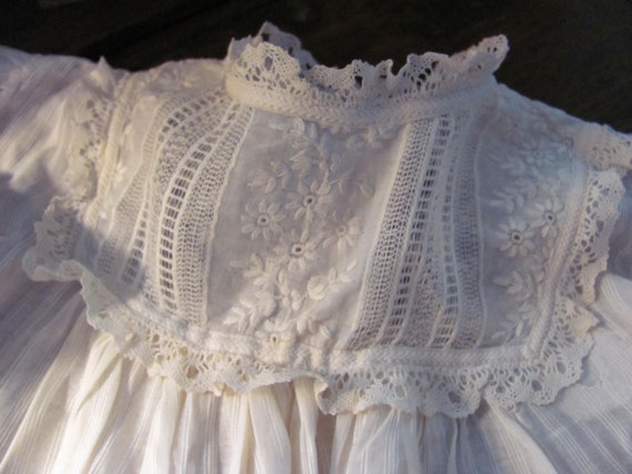 Antique Christening Dress Hand Sewn Handmade Lace… - image 2