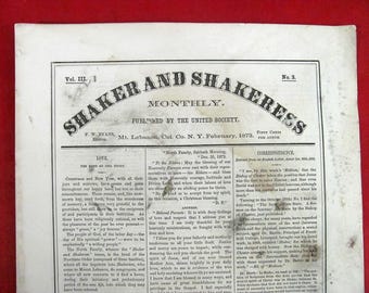 Shaker and Shakeres Monthly 1873 Vol. III No. 9 Mt Libanon NY Religiöse Newspaper Shaker Community