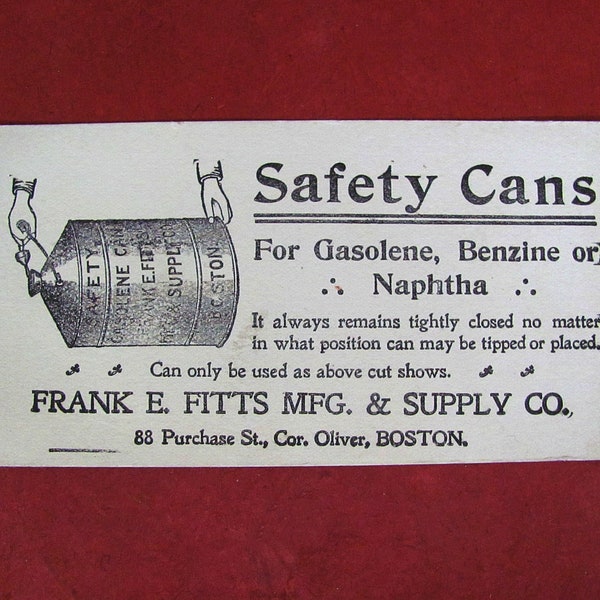 Antique Trade Card  Frank E. Fitts MFG. & Supply Co., Boston Antique Advertisement Ephemera