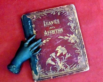 Antique Autograph Album Mary Tilley 'Leaves of Affection' Engravings Newspaper Clippings Photos Pressed Flowers Antique Ephemera Family Tree