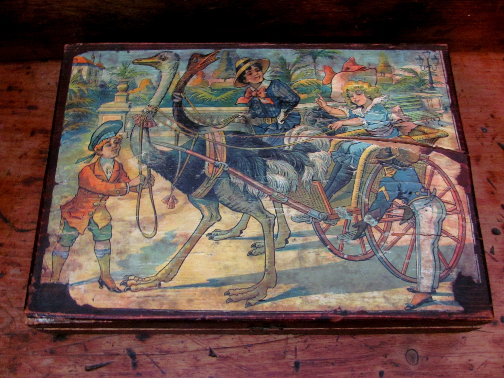 Antikspielzeug - PUZZLE ANCIEN 16 Pièces En Bois Avec Chromolithographie Atelier De Charpentier N 1133 Fin Xixe Debut Xxe Tbe 2076364047