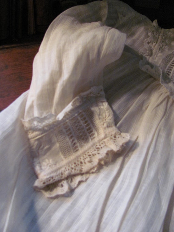 Antique Christening Dress Hand Sewn Handmade Lace… - image 4