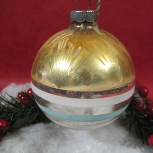 Shiny Brite Glass Christmas Tree Ornament American Made by Max Eckardt & Sons Inc NY 1940&#39;s Original Embossed Metal Cap Shiny Brite USA