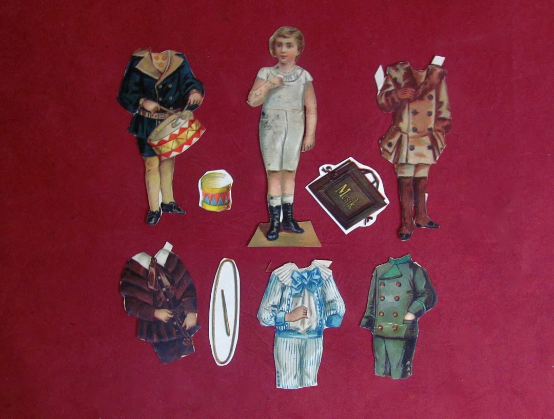 Antique Paper Doll W Outfits & Accessories 9 Pieces Antique Etsy