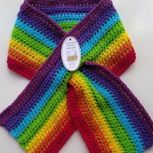 Rainbow neck warmer/scarf...boy,girl,kids,adult,xmas,christmas,gift,present,ladies,mens,crochet