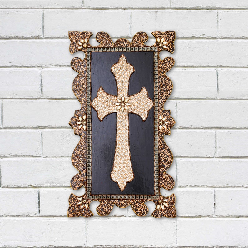 Wooden Wall Crosses Decorative Cross Hanging Painting Image 0
