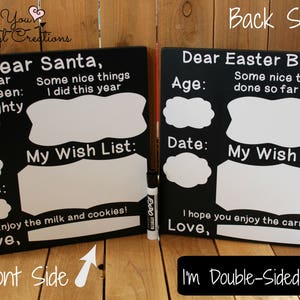 Lieber Santa / Dear Easter Bunny Double-Sided trocken löschen Zeichen/Santa Wunschliste/Easter Bunny Wunschliste/Weihnachten/Ostern Zeichen