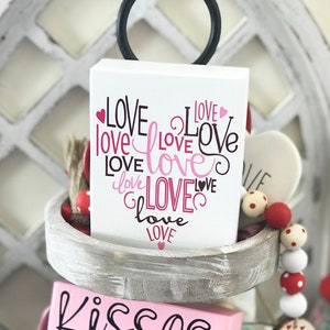 Love Tiered Tray Wood Sign I Valentine&#39;s Decor I Tier Tray Decor I Valentine&#39;s Tray Decor I Love I Gift