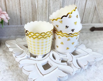 Bee Baking Cups / Summer / Bee Decor / Tiered Tray Decor / Farmhouse Decor / Faux Food and Drinks