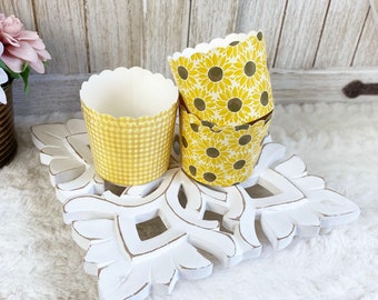 Fall Sunflower Baking Cups / Fall & Autumn Decor / Tiered Tray Decor / Farmhouse Decor / Faux Food and Drinks