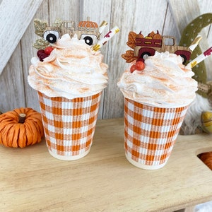 Fake Fall Drink with Faux Whip Cream / Tiered Tray Decor / Fall Decor / Farmhouse / Faux Food