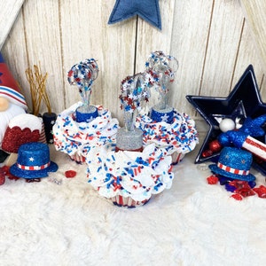 Patriotic 4th of July Firecracker Faux Cupcake / Fake 4th of July Decor / Patriotic Decor / Tiered Tray Decor / Faux Food and Drinks