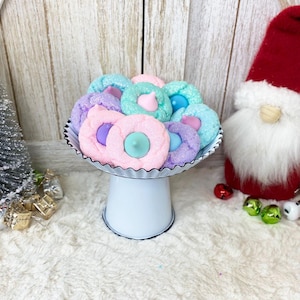 Fake Pastel Peanut Butter Blossom Cookies / Faux Christmas Food / Pastel Christmas / Tiered Tray Decor / Christmas Decor / Candyland Decor