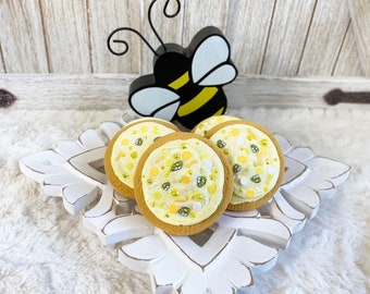 Fake Bee Cookies / Faux Summer Cookies / Bee Decor / Tiered Tray Decor / Spring Decor / Realistic Food