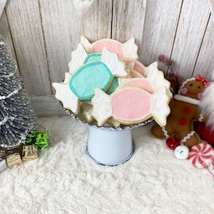 Fake Christmas Candy Cookies / Faux Christmas Food / Pink Christmas  Tiered Tray Decor / Christmas Decor / Farmhouse / Realistic Food