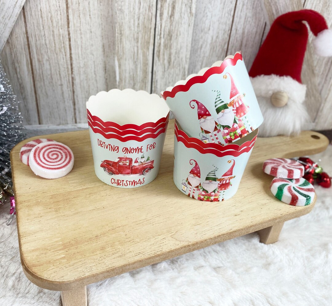 Gnome Christmas Baking Cups / Tiered Tray Decor / Farmhouse Decor / Faux Food and Drinks Etsy