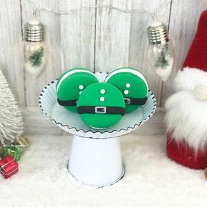 Fake Christmas Elf Macaroon / Fake Macaroon / Faux Christmas Food / Tiered Tray Decor / Christmas Decor / Farmhouse Decor