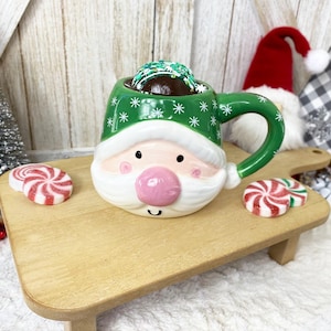 Faux Gnome Hot Cocoa with Hot Cocoa Bomb / Fake Hot Chocolate / Hot Cocoa Bar / Tiered Tray Decor / Christmas Decor
