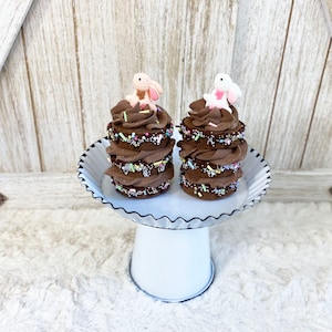 Fake Mini Easter Spring Bunny Cakes / Faux Easter Cakes / Easter Decor / Tiered Tray Decor / Spring Decor