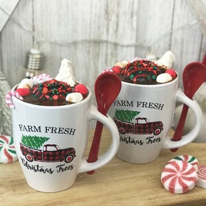Faux Hot Cocoa with Hot Cocoa Bomb / Fake Hot Chocolate / Hot Cocoa Bar / Tiered Tray Decor / Christmas Decor