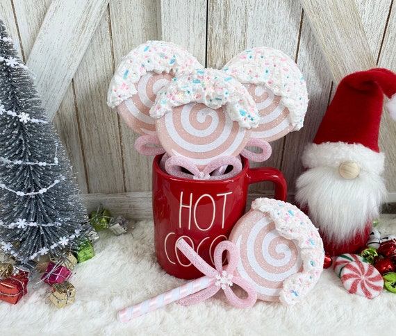 Fake Pinke Weihnachtslutscher mit Frosting / Fake Christmas Candy / Kunstsäcker / Gestufte Tablett Deko / Weihnachtsdeko