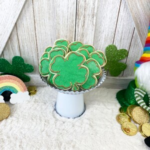 Fake St. Patrick&#39;s Day Shamrock Cookies / Faux St. Patrick&#39;s Cookies / Tiered Tray Decor / St. Paddy&#39;s Decor