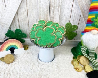 Fake St. Patrick's Day Shamrock Cookies / Faux St. Patrick's Cookies / Tiered Tray Decor / St. Paddy's Decor