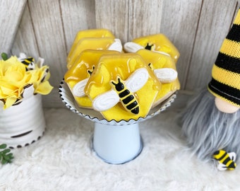 Fake Bee Cookies / Faux Summer Cookies / Bee Decor / Tiered Tray Decor / Spring Decor / Realistic Food