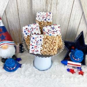 Fake Patriotic Red White and Blue Rice Krispies Treats / Fake Rice Krispies Treat / 4th of July Decor / Tiered Tray Decor / Patriotic Decor