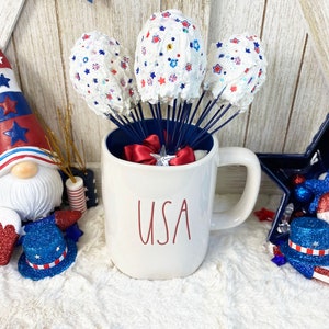 Patriotic Whisk with Faux Frosting / 4th of July Decor / Tiered Tray Decor / Red White & Blue Decor