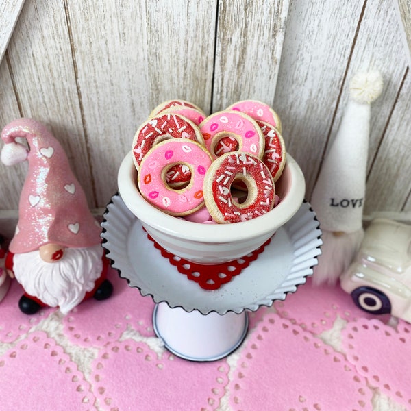 Fake Mini Donut Cookies / Faux Valentine's Day Cookies / Tiered Tray Decor / Valentine's Day Decor