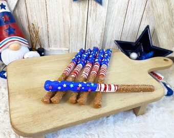 Fake Patriotic Red, White & Blue Pretzel Rods / Faux Pretzels / 4th of July Decor / Tiered Tray Decor