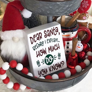 Caro Babbo Natale, prima di spiegare quanto sai? Mini Legno Blocco Segno I Tier Vassoio Decor I Natale I Vacanza I Babbo Natale I Regalo