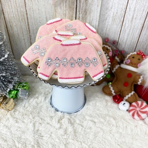Fake Pink Christmas Sweater Cookies / Faux Christmas Food / Pink Christmas / Tiered Tray Decor / Christmas Decor / Farmhouse/ Realistic Food