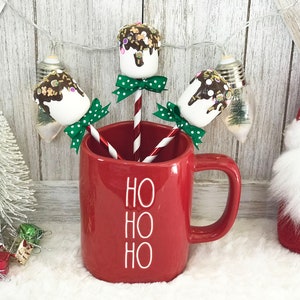 Fake Christmas Gingerbread Marshmallow Pops / Faux Marshmallows /  Marshmallow on a Stick / Tiered Tray Decor / Christmas Decor