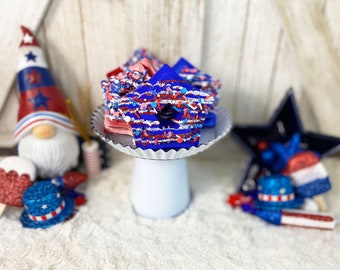 Fake Patriotic Red White and Blue Star Bundt Cakes / Fake Bundt Cake / 4th of July Decor / Tiered Tray Decor / Patriotic Decor