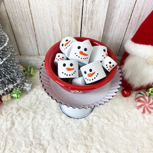 Fake Snowman Marshmallows / Fake Marshmallows / Hot Cocoa Bar / Faux Christmas Food / Tiered Tray Decor / Christmas Decor / Christmas Filler