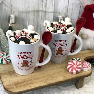 Faux Hot Cocoa with Hot Cocoa Bomb / Fake Hot Chocolate / Hot Cocoa Bar / Tiered Tray Decor / Christmas Decor