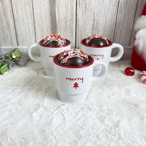 Faux Mini Hot Cocoa with Hot Cocoa Bomb / Fake Hot Chocolate / Hot Cocoa Bar / Tiered Tray Decor / Christmas Decor