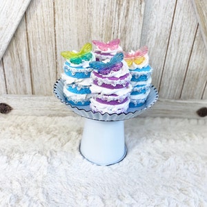 Fake Mini Easter Spring Butterfly Cakes / Faux Easter Cakes / Easter Decor / Tiered Tray Decor / Spring Decor