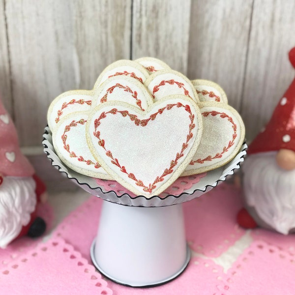 Fake Valentine's Day Red & White Heart Cookies / Fake Cookies / Faux Valentine's Day Food / Tiered Tray Decor / Valentine's Decor