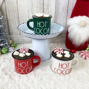 Mini Faux Hot Cocoa / Fake Hot Chocolate / Hot Cocoa Bar / Tiered Tray Decor / Christmas Decor