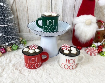 Mini Faux Hot Cocoa / Fake Hot Chocolate / Hot Cocoa Bar / Tiered Tray Decor / Christmas Decor