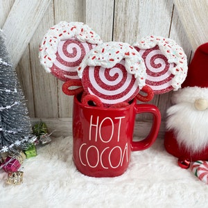 Fake Red Christmas Lollipops with Frosting / Fake Christmas Candy / Faux Suckers / Tiered Tray Decor / Christmas Decor