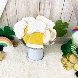 Fake St. Patrick&#39;s Day Beer Cookies / Faux St. Patrick&#39;s Cookies / Tiered Tray Decor / St. Paddy&#39;s Decor